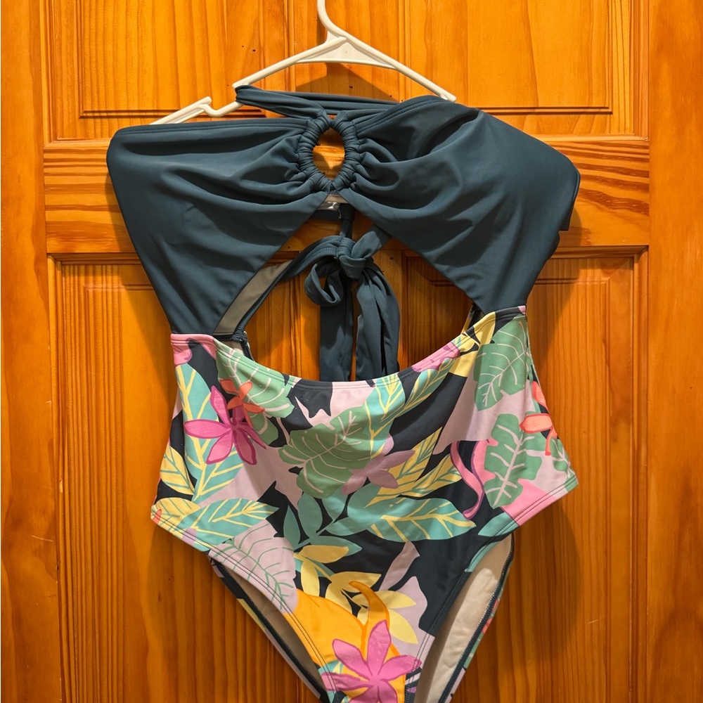 Floral Swimsuit with Cut Outs